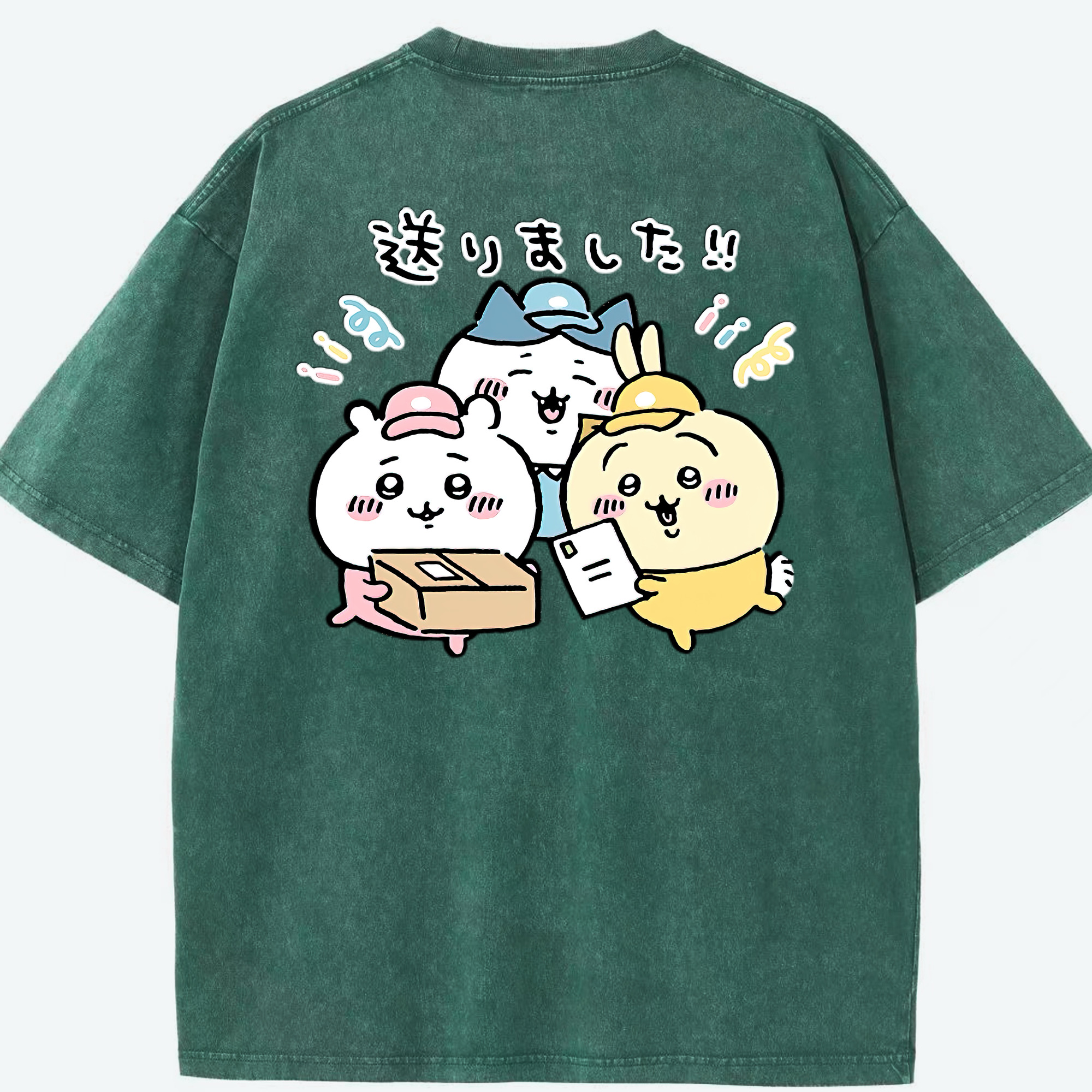 （画像用） ちいかわ ハチワレ Chii-kawa hachiware 綿100% ヴィンテージ風 半袖Tシャツ（背面プリント）